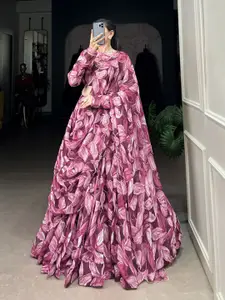 LOOKNBOOK ART Printed Silk Ready to Wear Lehenga With Unstitched Blouse & Dupatta