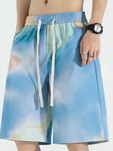 StyleCast x Revolte Men Abstract Printed Low-Rise Shorts