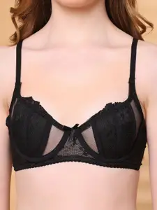 Quttos Nano Padded Sexy Demi Bra Lingerie Set QT-SET-7059-BLK-30B
