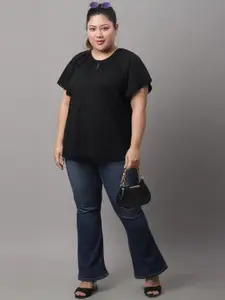 Moonaa Fashion Women Plus Size Round Neck Cotton Top