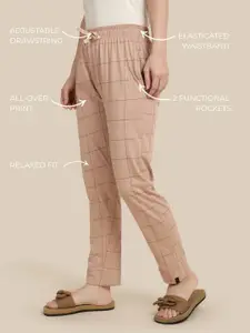 TWIN BIRDS Women Tan Brown Cotton Printed Night Pant