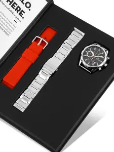 Daniel Klein Limited Men Black Dial & Bracelet Style Straps Analogue Watch Gift Set