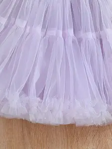 INCLUD Girls Mesh Overlaid Ribbed Waistband Flared Above Knee Tutu Skirt
