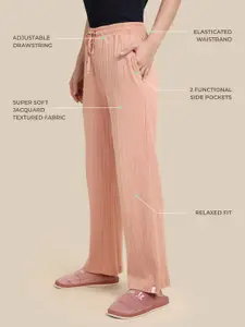 TWIN BIRDS Women Peach Fuzz Textured Cotton Night Pant