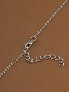 PALMONAS 925 Sterling Silver Rhodium Plated CZ-Studded Floral Charm Pendant With Chain