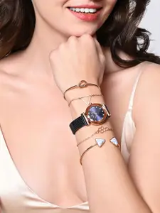 Daniel Klein Women Stone Studded Bracelet & Analogue Watch Gift Set