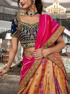 FASHION STROM Embroidered Semi-Stitched Silk Lehenga With Unstitched Blouse & Dupatta