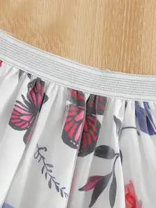 INCLUD Girls Self Design One Shoulder Crop Top with Skirt