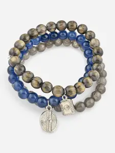 The Bro Code Men Set Of 3 Silver-Plated Artificial Beads Beaded Bracelets