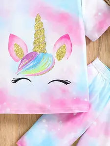 INCLUD Girls Printed Round Neck T-Shirt With Capri