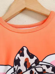 INCLUD Girls Printed Round Neck T-Shirt With Capri