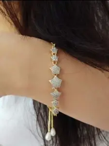 Anouk Gold-Plated Sparkling Star Cubic Zirconia Studded Link Bracelet