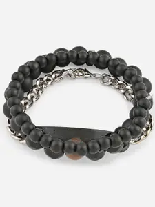 The Bro Code Men Set Of 3 Silver-Plated Artificial Beads Beaded Bracelet