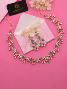 Anouk 4-Pcs Gold-Plated Artificial Stone Studded JewellerySet & Necklace