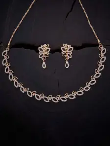 Anouk Rose Gold-Plated American Diamond Stone Studded Jewellery Set With 3-Pc Necklaces