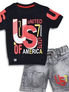 WORTON FASHION Boys Printed Round Neck Pure Cotton T-shirt With Shorts