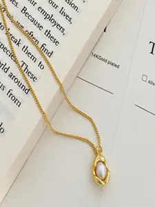 TEULRIP Gold-Plated Beaded Pendant With Chain