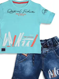 WORTON FASHION Boys Printed Round Neck T-shirt with Shorts