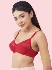 DressBerry Cotton Seamless Dry Fit Lace Full Coverage Bra