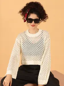 NoBarr Open Knit Self Design Pullover