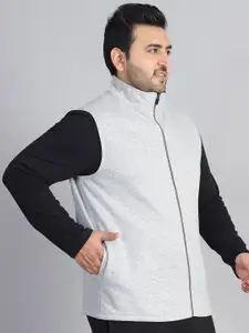 Moonaa Fashion Men Plus Size Solid Mock Collar Gilet Jacket