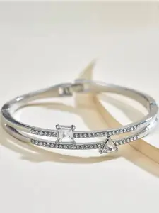 SZN Jewellery Silver Crystal Bangle Bracelet for Women and Girls