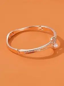 SZN Rose Gold Plated Cubic Zirconia Studded Bangle Style Bracelet