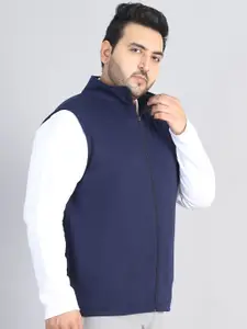 Moonaa Fashion Men Plus Size Solid Mock Collar Gilet Jacket