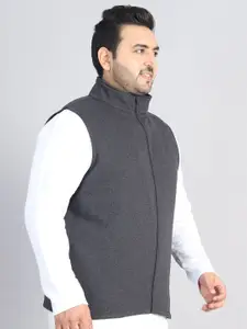 Moonaa Fashion Men Plus Size Solid Mock Collar Gilet Jacket