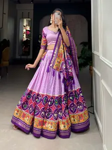 LOOKNBOOK ART Foil Print Ready to Wear Lehenga & Unstitched Blouse With Dupatta