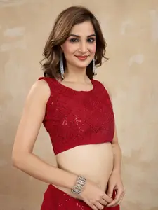 Trendmalls Paisley Embroidered Sequinned Pure Georgette Heavy Work Saree