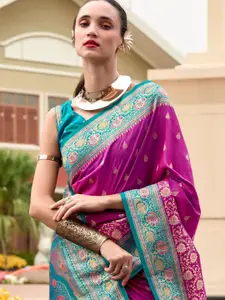 DEVATITHI Purple Banarasi Silk Saree