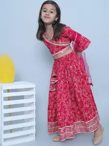 BAESD Girls Printed Pure Cotton Lehenga With Choli & Dupatta