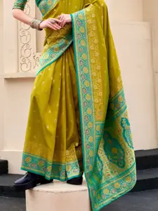 DEVATITHI Ethnic Motifs Zari Mustard Banarsi Silk Saree