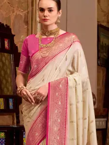 DEVATITHI Cream Soft Silk Saree