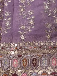 Meena Bazaar Floral Embroidered Sequinned Georgette Unstitched Dress Material