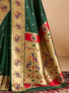 DEVATITHI Dark Green Soft Paithani Saree