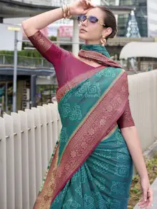 DEVATITHI Bandhani Printed Zari Bandhani Saree