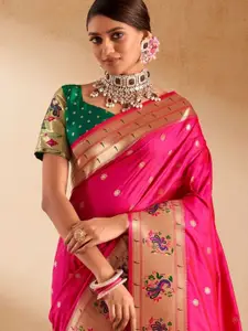 DEVATITHI Pink Soft Paithani Saree