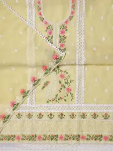 Libas Floral Embroidered Embellished Unstitched Dress Material