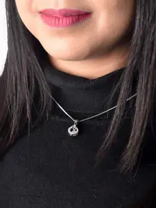 Bling Queen Silver-Plated Crystal Studded Water Drop Pendant With Chain