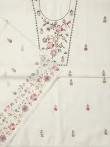 Libas Floral Embroidered Thread Work Unstitched Dress Material