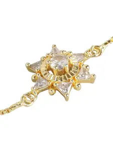 DressBerry White Gold-Plated American Diamond Wraparound Bracelet