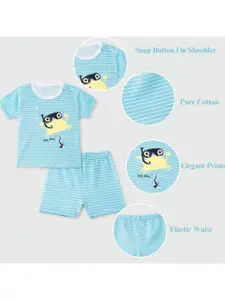 FASHION GRAB Boy Printed Pure Cotton T-shirt with Shorts Clothing Set