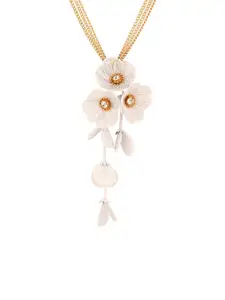 Voylla Blume Moonflower Gold-Plated Artificial Stones and Beads Floral Pendant with Chain
