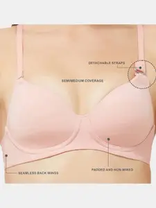 FiveFlag Full Coverage Lightly Padded Cotton T-shirt Bra with Adjustable Straps