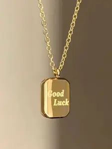 SZN Gold-Plated Square-Charm Pendant With Chain