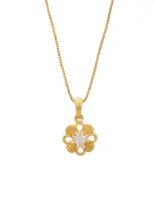 DIVASTRI Women Gold-Plated Floral Pendants with Chains