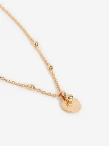DressBerry 18kt Rose Gold Plated Textured Disc Pendant with beaded Chain