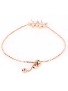 DressBerry Women Brass American Diamond Rose Gold-Plated Wraparound Bracelet